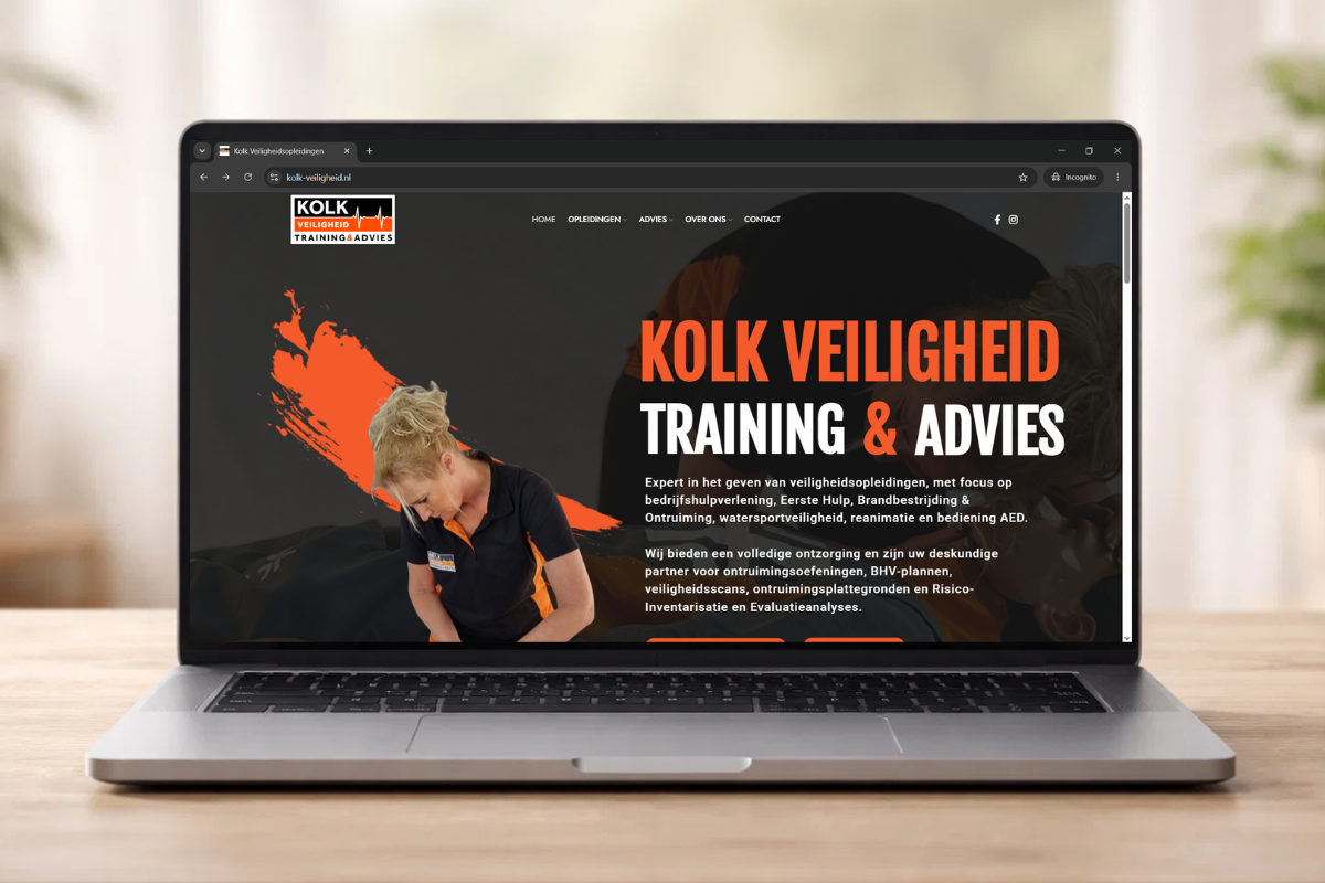 Professionele website voor KOLK Veiligheid ontwikkeld door VT-Marketing