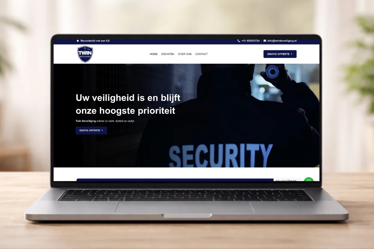Professionele website voor Twin Beveiliging ontwikkeld door VT-Marketing