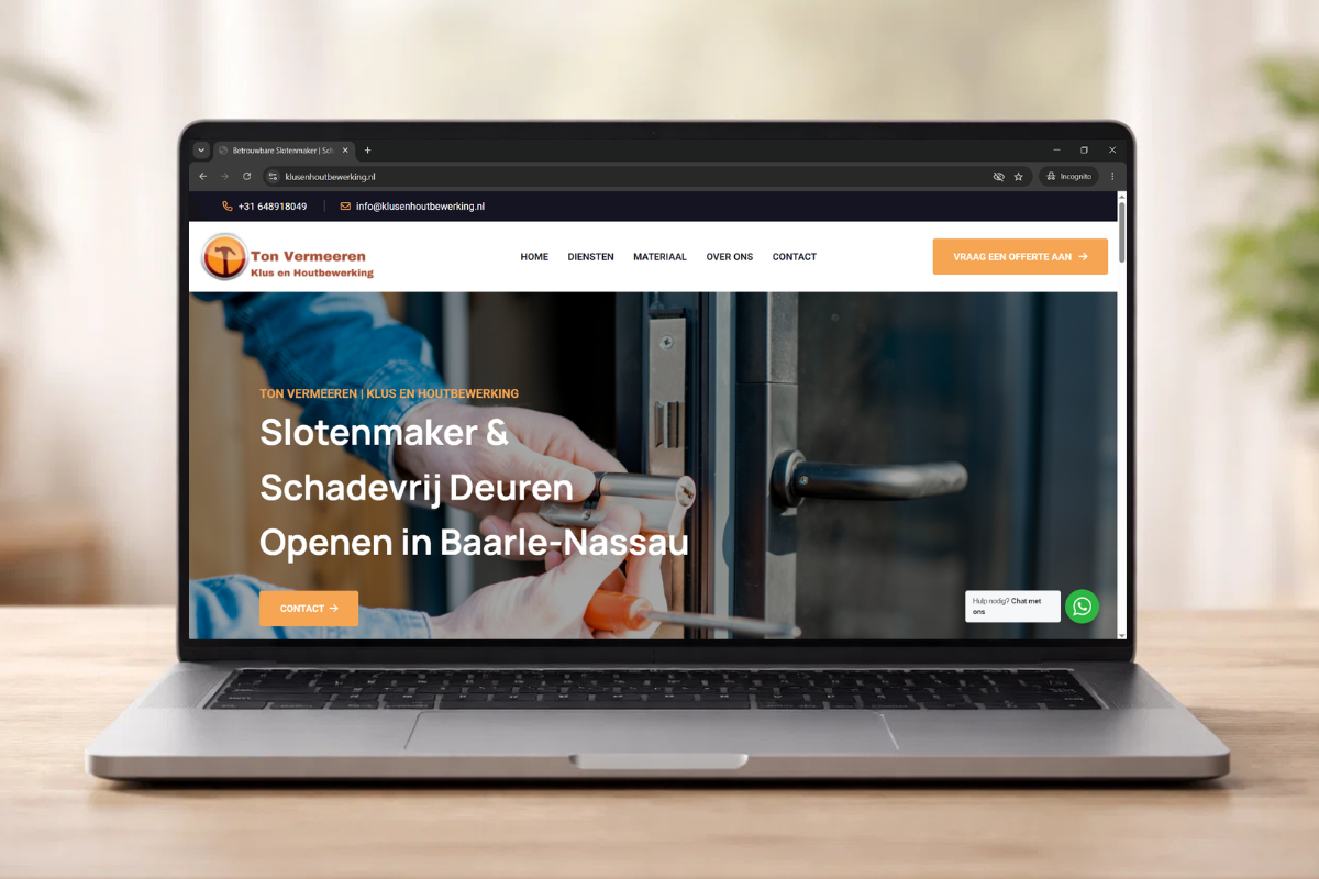 Professionele website voor Klus en Houtbewerking ontwikkeld door VT-Marketing